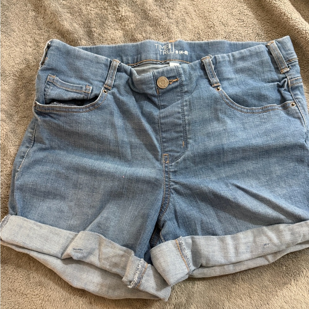 Time and Tru Light Blue Roll-Cuff Denim Shorts
